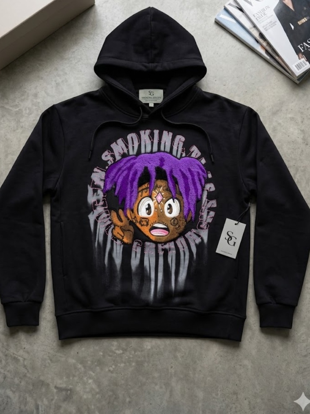 Streetwear Juice Anime Portrait & Stars Hoodie Black NWOT Size M
